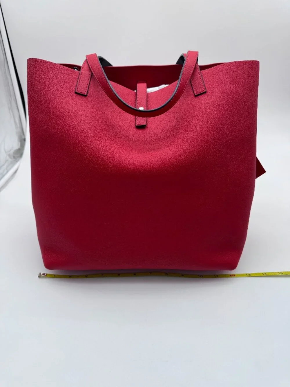 CH Carolina Herrera Large Red Leather Tote Bag with Removable Zip Pouch